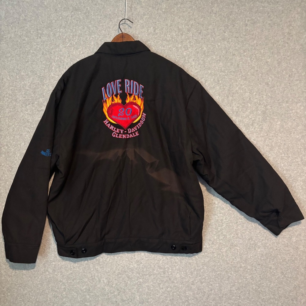 Vintage 2003 Harley-Davidson‎ Glendale Love Ride Black Heavy Biker Jacket 2XL